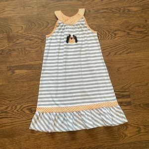 Girl’s dress with grey and orange dress with Smokey mascot. Size 6X/7